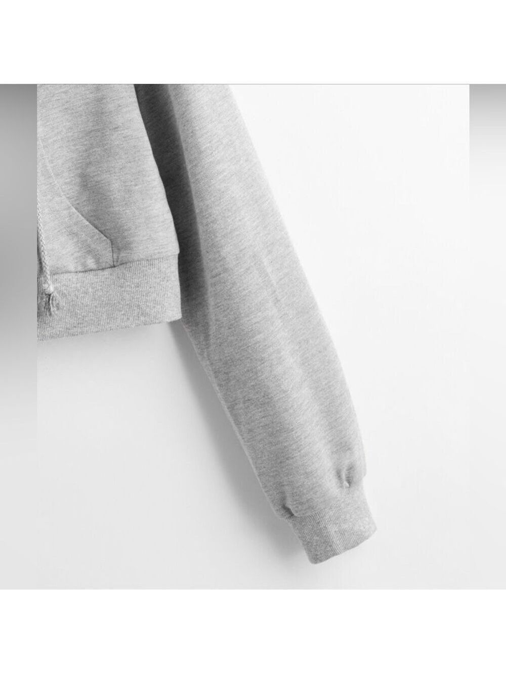 SHEIN EZWEAR Women’s Light Gray Cropped Zip-Up Hoodie – Size Small ✨🩶🧥 - Picture 7 of 11